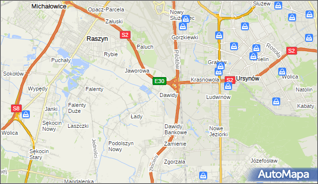 mapa Dawidy gmina Raszyn, Dawidy gmina Raszyn na mapie Targeo