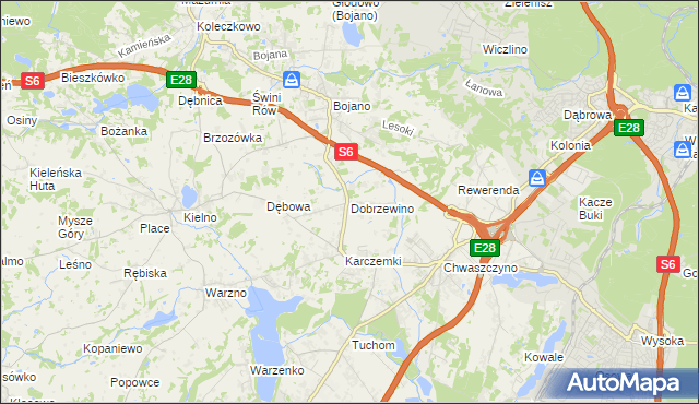 mapa Dobrzewino, Dobrzewino na mapie Targeo