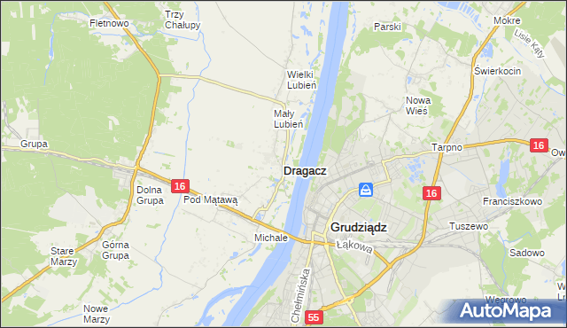 mapa Dragacz, Dragacz na mapie Targeo