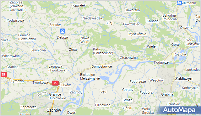 mapa Faliszewice, Faliszewice na mapie Targeo