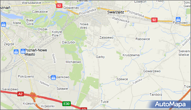 mapa Garby gmina Swarzędz, Garby gmina Swarzędz na mapie Targeo