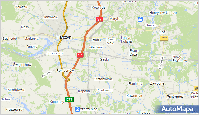 mapa Gąski gmina Tarczyn, Gąski gmina Tarczyn na mapie Targeo