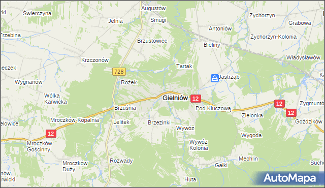 mapa Gielniów, Gielniów na mapie Targeo