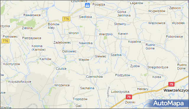 mapa Glewiec, Glewiec na mapie Targeo
