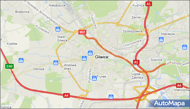 mapa Gliwic, Gliwice na mapie Targeo