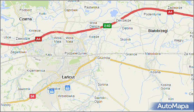 mapa Głuchów gmina Łańcut, Głuchów gmina Łańcut na mapie Targeo