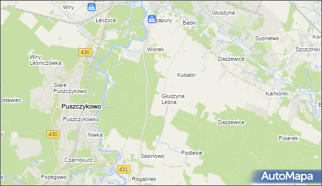 mapa Głuszyna Leśna, Głuszyna Leśna na mapie Targeo