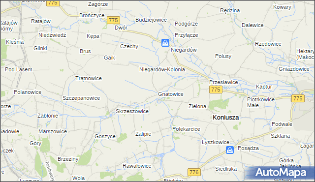 mapa Gnatowice, Gnatowice na mapie Targeo