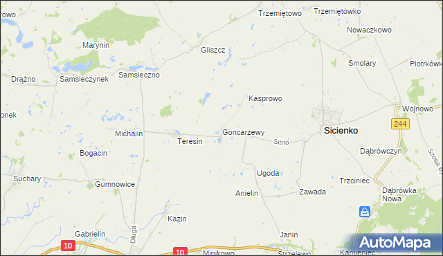 mapa Goncarzewy, Goncarzewy na mapie Targeo