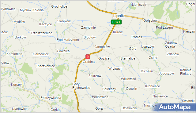 mapa Goźlice, Goźlice na mapie Targeo