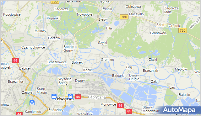 mapa Gromiec, Gromiec na mapie Targeo