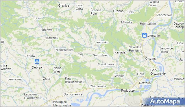 mapa Gwoździec gmina Zakliczyn, Gwoździec gmina Zakliczyn na mapie Targeo