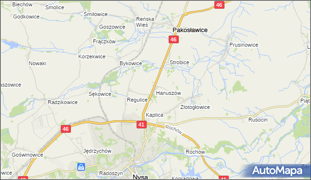 mapa Hanuszów, Hanuszów na mapie Targeo