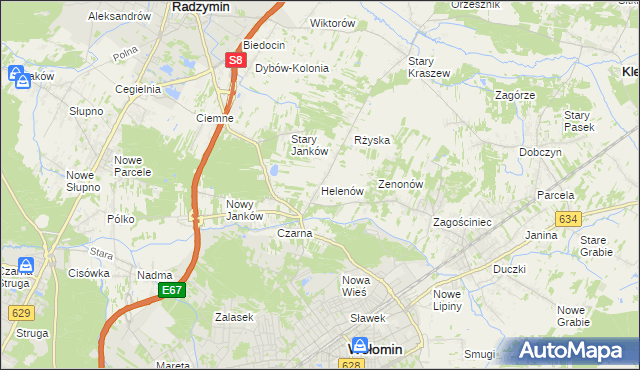 mapa Helenów gmina Wołomin, Helenów gmina Wołomin na mapie Targeo