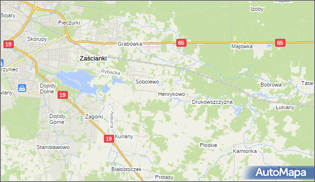 mapa Henrykowo gmina Supraśl, Henrykowo gmina Supraśl na mapie Targeo