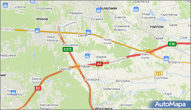 mapa Izabela gmina Wiązowna, Izabela gmina Wiązowna na mapie Targeo