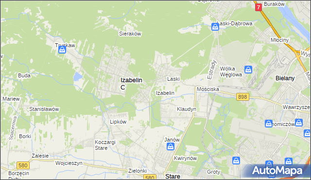 mapa Izabelin powiat warszawski zachodni, Izabelin powiat warszawski zachodni na mapie Targeo