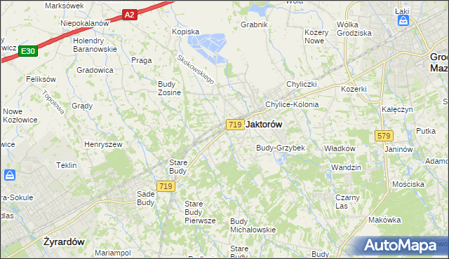 mapa Jaktorów-Kolonia, Jaktorów-Kolonia na mapie Targeo