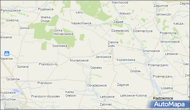 mapa Janikowice gmina Słomniki, Janikowice gmina Słomniki na mapie Targeo