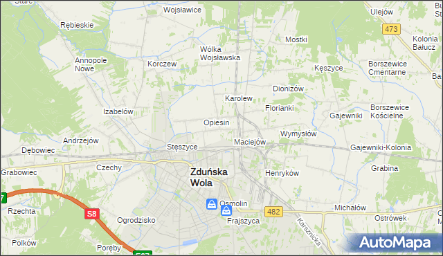 mapa Janiszewice, Janiszewice na mapie Targeo