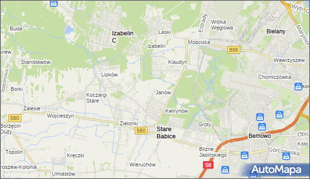 mapa Janów gmina Stare Babice, Janów gmina Stare Babice na mapie Targeo