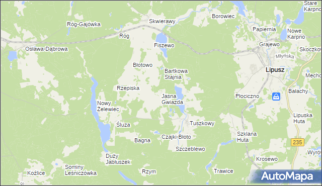 mapa Jasna Gwiazda, Jasna Gwiazda na mapie Targeo