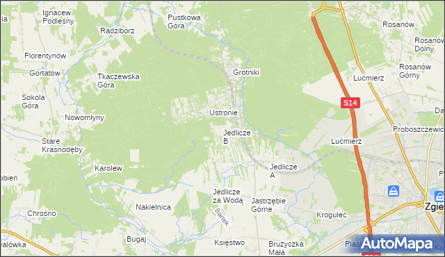 mapa Jedlicze B, Jedlicze B na mapie Targeo