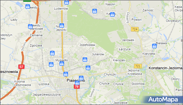 mapa Julianów gmina Piaseczno, Julianów gmina Piaseczno na mapie Targeo