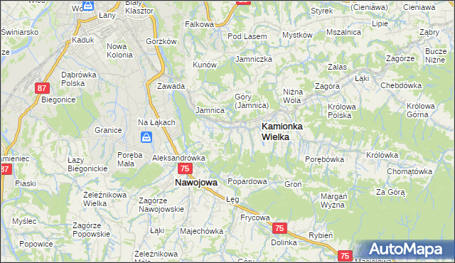 mapa Kamionka Mała gmina Kamionka Wielka, Kamionka Mała gmina Kamionka Wielka na mapie Targeo