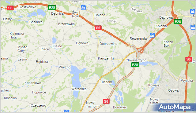 mapa Karczemki gmina Szemud, Karczemki gmina Szemud na mapie Targeo