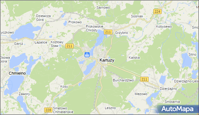 mapa Kartuzy, Kartuzy na mapie Targeo
