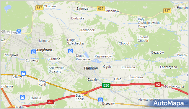 mapa Kazimierów gmina Halinów, Kazimierów gmina Halinów na mapie Targeo