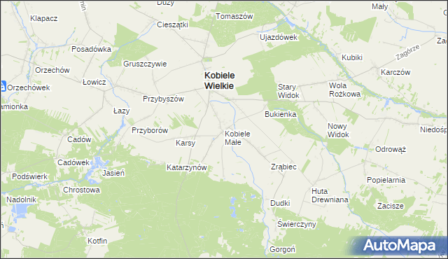 mapa Kobiele Małe, Kobiele Małe na mapie Targeo