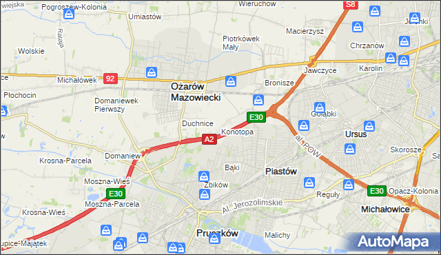 mapa Konotopa gmina Ożarów Mazowiecki, Konotopa gmina Ożarów Mazowiecki na mapie Targeo