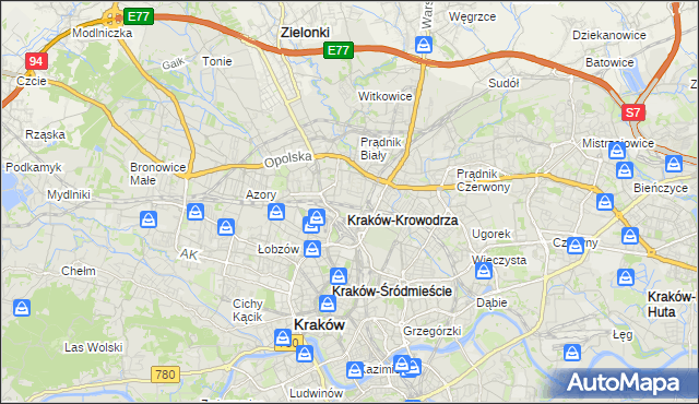mapa Krowodrza, Krowodrza na mapie Targeo