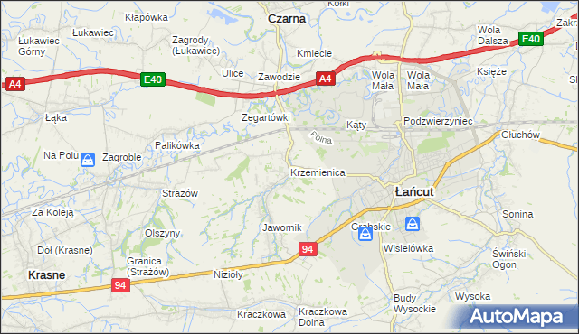 mapa Krzemienica gmina Czarna, Krzemienica gmina Czarna na mapie Targeo