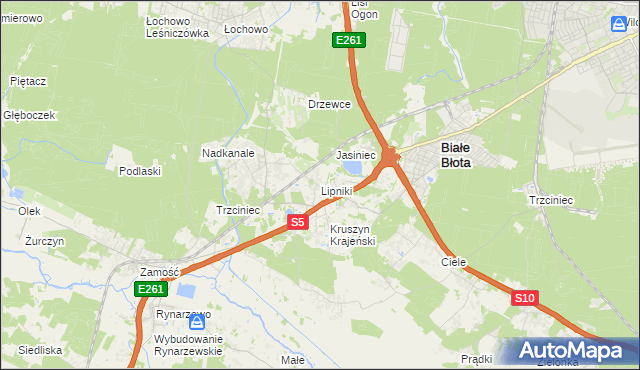 mapa Lipniki gmina Białe Błota, Lipniki gmina Białe Błota na mapie Targeo