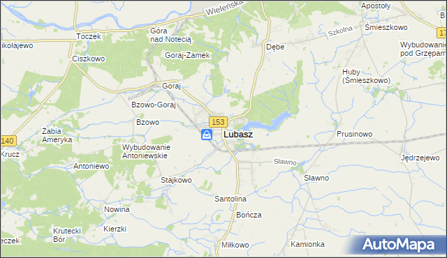 mapa Lubasz powiat czarnkowsko-trzcianecki, Lubasz powiat czarnkowsko-trzcianecki na mapie Targeo