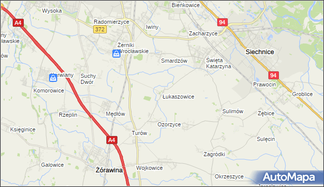 mapa Łukaszowice, Łukaszowice na mapie Targeo