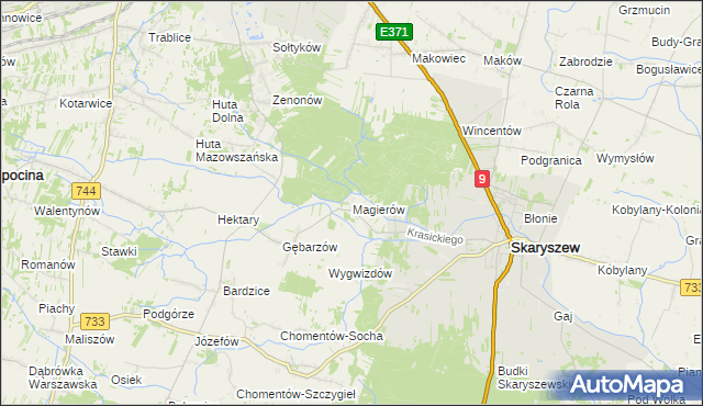 mapa Magierów gmina Skaryszew, Magierów gmina Skaryszew na mapie Targeo