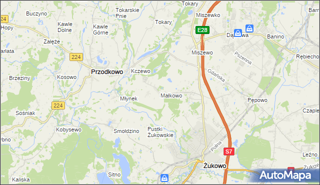 mapa Małkowo, Małkowo na mapie Targeo