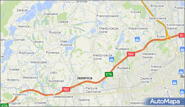 mapa Międzyrzecze Górne, Międzyrzecze Górne na mapie Targeo