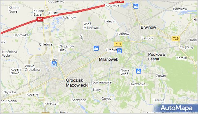 mapa Milanówek, Milanówek na mapie Targeo