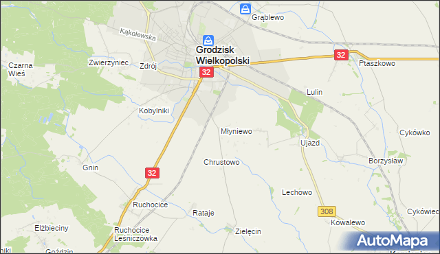 mapa Młyniewo, Młyniewo na mapie Targeo