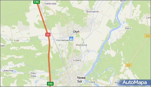 mapa Modrzyca, Modrzyca na mapie Targeo