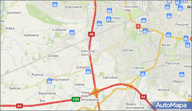 mapa Mokronos Dolny, Mokronos Dolny na mapie Targeo