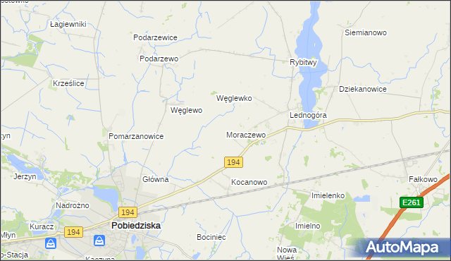 mapa Moraczewo gmina Łubowo, Moraczewo gmina Łubowo na mapie Targeo