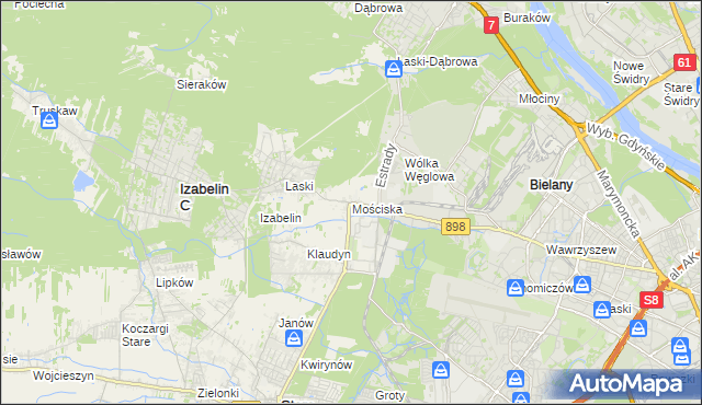 mapa Mościska gmina Izabelin, Mościska gmina Izabelin na mapie Targeo