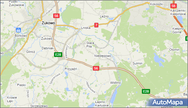 mapa Niestępowo, Niestępowo na mapie Targeo