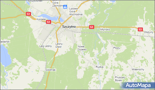 mapa Nowe Gizewo, Nowe Gizewo na mapie Targeo